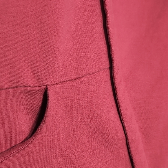 Handmade Dark Red Long Sleeve Stretchy Tunic Dress With Pocket Size M - Picture 5 of 9